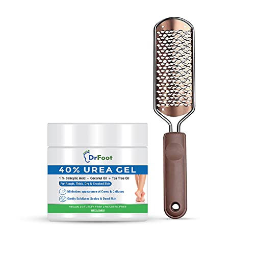 Image of Dr Foot 40% Urea Gel Moisturizes Callus Cracked Rough Dry Dead Skin- 100Gm & File Callus Remover | For Dead Skin, Calluses, Cracked Heels & Hard Skin Remover - With Free Brush