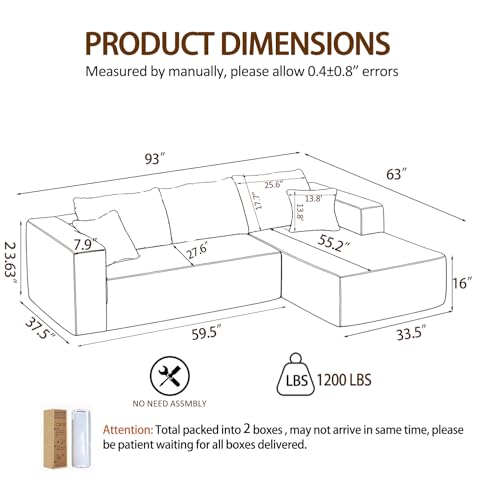 Image of Boneless Couch, Modular Sectional Sofa for Living Room - Olive Green