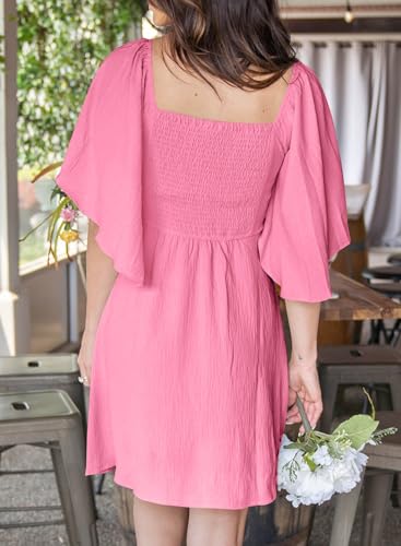 Image of Dokotoo Womens Dresses 2026 Spring Summer Deep V Neck Elegant Cocktail Bow tie Mini Dress S-XL