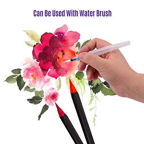 Zwbfu 20 canetas de pincel aquarela vibrantes com dicas de pincel flexível e macio Artistas artistas