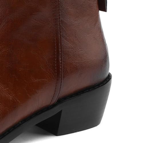 TinaCus Women's Handmade Genuine Leather Pointy Back Zipper Short Western Boots3