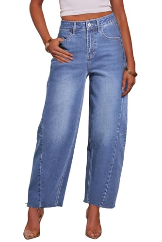 Dokotoo Wide Leg Jeans Woman Casual Loose Fit Barrel Jeans