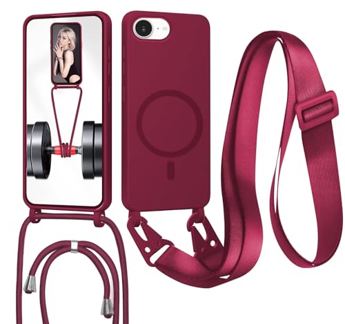 GoodcAcy Coque pour iPhone 16E/17E avec Cordon, (Compatible avec MagSafe) Etui avec Collier - Tour de Cou Lanière en Corde - Silicone Housse avec Réglable...