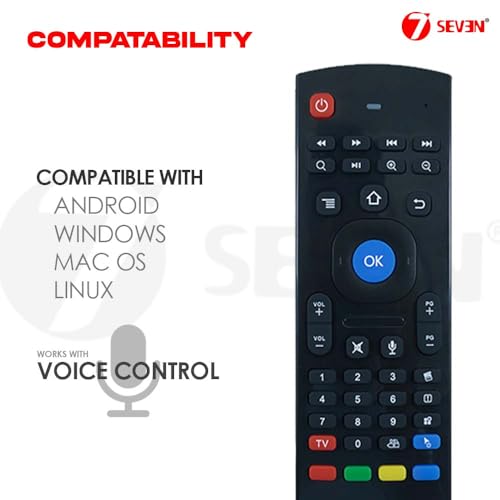 Image of 7SEVEN Air Mouse Smart Universal Remote 2.4GHz Wireless Voice Command Air Fly Mouse Keyboard for Smart TV, Android TV Box, Projector, Computer and PC Gaming