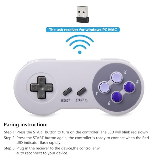 Image of 2 Pack SNES Wireless USB Controller, Rechargeable Retro SNES Remote Game Pad Controller for Windows PC MAC,Raspberry PI