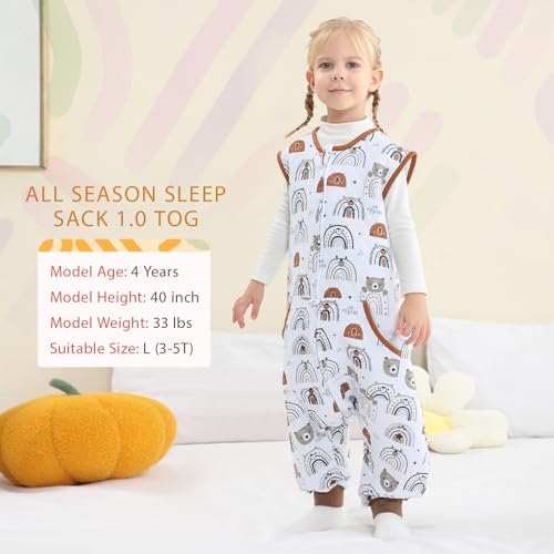 Image of WONDAY Toddler Sleep Sack with Feet, 1.0 Tog Lightweight Sleeping Sacks for Walking with Legs,2T 3T