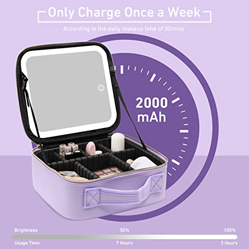 Trousse de maquillage avec miroir LED et rangement modulable