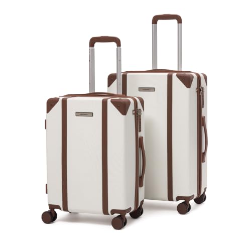 Image of Assembly Vintage Trolley Bag Set of 2 20, 24 Inch (55 & 65 cm) Hard Shell Polycarbonate Luggage Set Retro Classic Design with TSA Lock 8 Spinner Wheels Moon