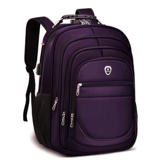 Mochila Para Laptop Notebook Bolsa Casual Escola Trabalho Viagem Feminina Masculina Senha Trava Anti Furto Cabo Usb Auxiliar (ROXO-LILAS)