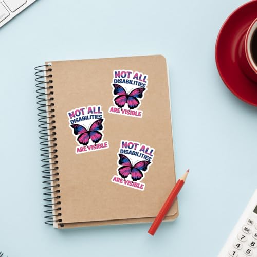 Image of (3Pcs) Not All Disabilities are Visible Butterfly Sticker, Dysautonomia Awareness Vinyl Sticker, Invisible Illness Stickers, Mental Health Decal - Sticker for Laptop Water Bottle Phone Hard Hat 3 inch