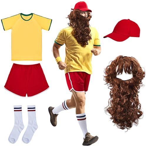 Liitrsh 5 Pcs Halloween Running Costume Set Halloween Costume Running Top Costume Shorts Halloween Accessories for Adult(XXL)