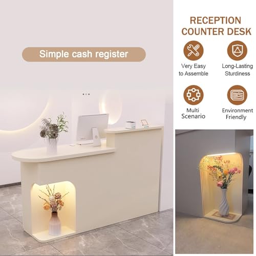 Nowoczesne biurko LED z zamykaną szufladą, stolik do biura, salonu, holu, biznesu - 120 cm uniwersalny blat roboczy