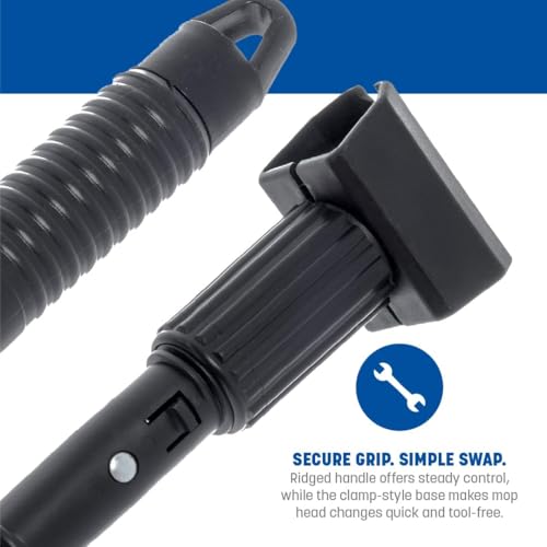Image of Carlisle FoodService Products 3697000 Vinyl Coated Metal Mop Handle, 15 /16 inch Diameter x 60 inch Length, Black, For Jaw Style Wide Band Mops (Pack of 12)