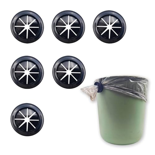 Image of 6 Pcs Black Trash Bag Holder - Reusable Trash Liner Cinch for Securing Trash Liners，Prevents Liners from Falling into Trashcan - Ideal for Outdoors Garden and Home Use