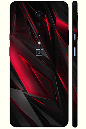 VCAREGADGETS Black Red Wave Skin Compatible for OnePlus 7 Pro (for Back & Sides with Matte Lamination)