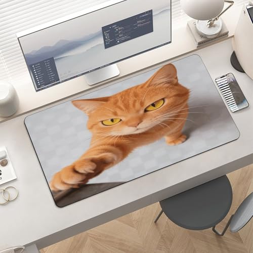Cartoon Cat Orange Desk Pad resistente al agua 30x60cm miniatura 6