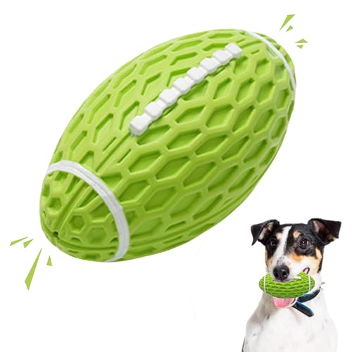 Petinstinct Squeaky Dog Football Toy Rubber Dog Ball Toy for Aggressive Chewers Tough Fetch Ball Durable and Interactive for Medium Large Dogs Green Large