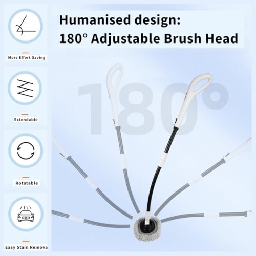 Image of 3-Section Telescopic Car Wash Brush with 15 Curved Aluminum Alloy Handle & 180 Adjustable Head | Non-Scratch Brush for Car Truck RV Boat Wheel Well Solar Panels Cleaning