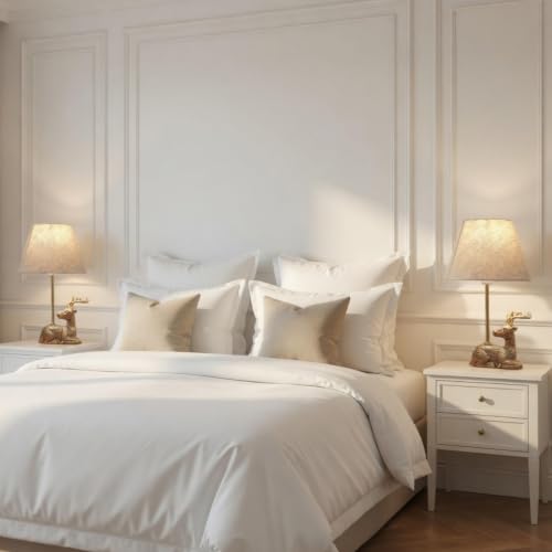 Image of BEHOMA Luxury Deer Figurine Table Lamp Set, Antique Gold - Set of 2 | Luxury Aluminium Deer table lamp in Antique Gold - as an accent lighting piece for living room - great wedding gift