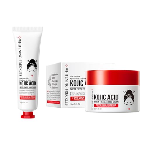 Ácido Kójico de Cúrcuma + Crema de Manos Reafirmante Antiarrugas, Hidratante, Nutritiva, Repone Agua – Tratamiento Blanqueador Intenso para una Piel Radiante y Uniforme, Ideal para Manos y Rostro