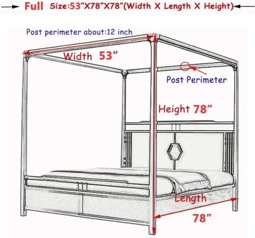 Fabric Bed Drapes Mesh Protection Canopy Shielding Netting, King Size Queen Twin Size Mosquito Net Canopy，4 Corner Post Bed Canopy for Girls & Adults | Mosquito Net Curtains for Twin, Full,