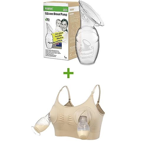 Image of haakaa Manual Breast Pump for Breastfeeding with Pumping Bra Hands Free 3-in-1 Nursing Bras for Breastfeeding