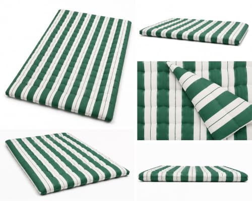 Image of H B MSALA 3 Inch Soft Cotton Gadda Mattress, Green, 72x72 inches,Lining Pattern, Foldable & Breathable, Lightweight Bedding, for Floor & Bed, Guest Room Use