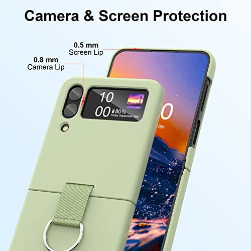 Samsung Galaxy Z Flip 4 Case Shockproof Heavy Duty Silicone Protective Cover With Ring Phone Case For Galaxy Z Flip 4 5G-Green #TOP1