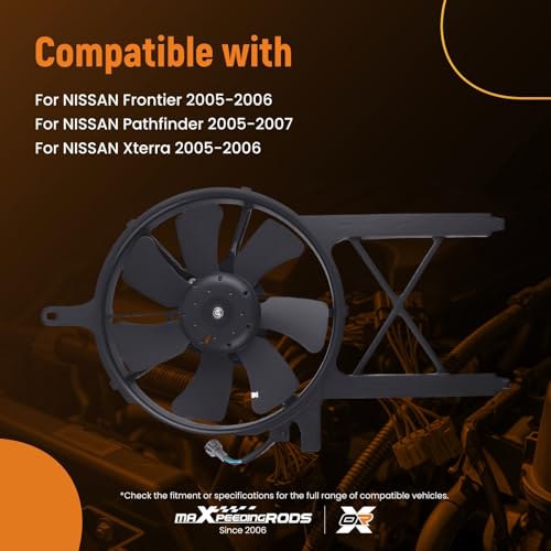 Image of maXpeedingrods A /C Condenser Fan Assembly for Nissan Frontier 2005-2006, Pathfinder 2005-2007, Xterra 2005-2006 Replacement 9608230 92120ea200 92120zl00a