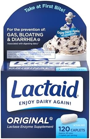 Lactaid Original Strength 9000 FCC Lactase Enzyme Unflavored Capl...
