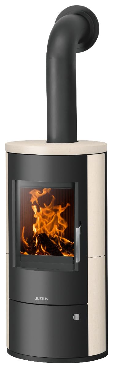 JUSTUS Austin Kaminofen 5 kW für Scheitholz und Kohlebriketts Schwarz-Kalkstein
