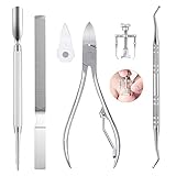 Profesional Set de Cortaúñas, NASUM Juego de Cortador de Uñas, 6 juegos de manicura y pedicura de acero inoxidable de primera calidad, limas para uñas y uñas encarnadas