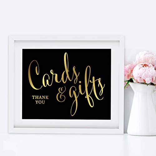 Andaz Press Wedding Party Signs, Black And Metallic Gold Ink, 8.5X11-Inch, Cards And Gifts Thank You, 1-Pack, Not Gold Foil, Unframed #TOP3