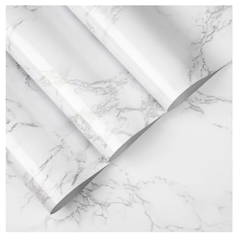 practicalWs Marble Contact Paper Peel and Stick, 15.7inch×118.1inch White Gray Marble Wallpaper for Countertops Waterproof, Self Adhesive Removable Wall Paper for Kitchen Backsplash Cabinet Cover