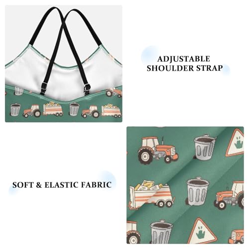 senya Girls Swimsuits One-Piece Swimwear Tie Bathing Suit Beach Summer Round Neck 7-8T Trash Can Garbage Truck Pattern3