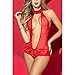 EVBEA Lencería Mujer Erótica Rojo Teddy Bodysuit Open Halter Chemise Nightwear Atractivas...