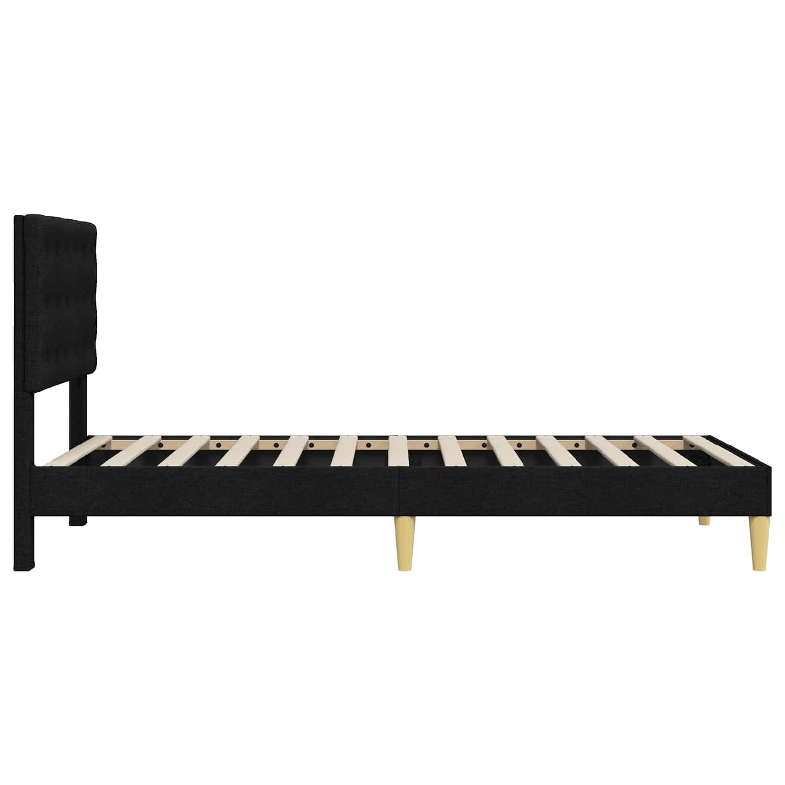 Tkaninowy z zagłówkiem ze sklejki minimalistyczny Czarny 90 x 200 cm