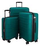 HAUPTSTADTKOFFER Ostkreuz Luggages Set Matt Suitcase Set Hardside Spinner Trolley Expandable (20“, 24“ & 28“) TSA Pine Green