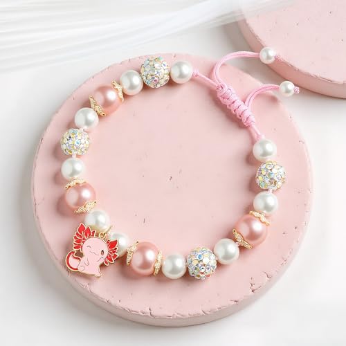 Image of Axolotl Bracelet for Girls, Axolotl Stay Magical You are Loved Valentines Christmas Stocking Stuffers Birthday for Girls Kids Daughter