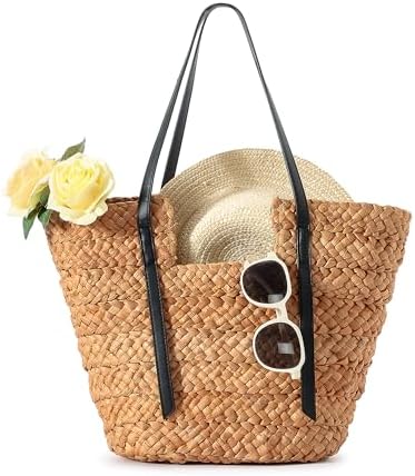 Herald Large Handmade Straw Purses for Women, Summer Beach Natura...
