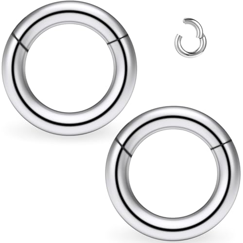 Yaalozei 6G Spetum Rings Ear Gauges Earrings Streching Kit 6 gauge Surgical Stainless Steel Hinged Segment Large Big Wide Septum Nose Clicker Prince Albert PA Ring Piercing Jewelry Women Men 19mm