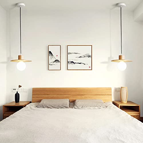 Lustre de restaurant suspension en bois massif, lampe E27 de plafond