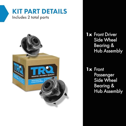 Image of TRQ Front Left and Right Wheel Bearing and Hub Assembly Set 2 Piece Compatible with 2005-2010 Chevrolet Cobalt Without ABS Brakes with 4 Lug Wheels 2003-2007 Saturn Ion 2007-2009 Pontiac G5