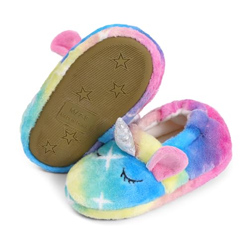 KAKU NANU Toddler House Slippers Cute Cartoon Kids Slippers Boys Girls Fuzzy Shoes with Anti Slip...