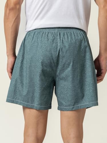Image of DAMENSCH Regular Fit Solid 100% Soft & Durable Cotton Boxer Shorts Dual Pockets Anti-Bacterial Moisture Wicking Microfibre Waistband Ultra-Light Boxers for Men