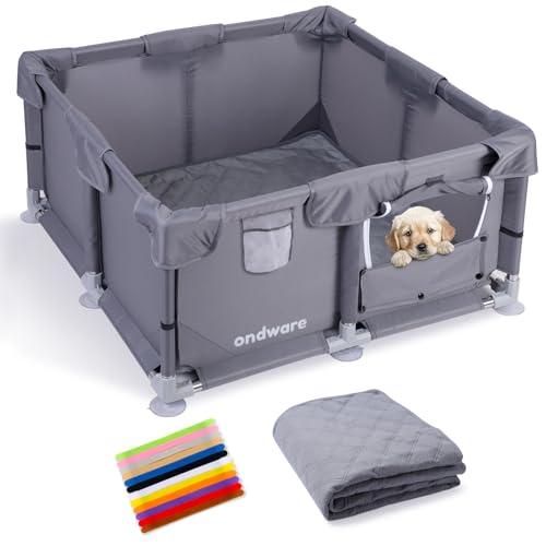 Whelping Box for Dogs and Puppies, 36×36×19 in Whelping Supplies with Waterproof Whelping Pad for Medium Small Dogs