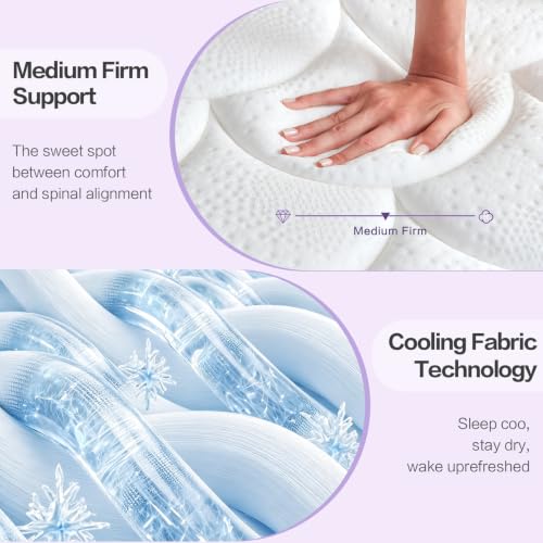 Image of Queen Size Mattress, Memory Foam 14 Inch Mattress in a Box, Fiberglass Free, CertiPUR-US Certified Safe Foams & Fabric, Individual Pocket Springs, Pressure Relief, Queen Mattress