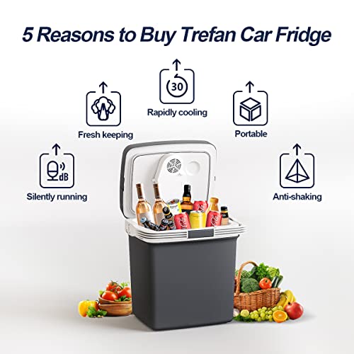 Image of TREFAN Electric Cooler & Warmer28QT /26L, Portable Car Fridge (48℉~139℉), Car Cooler Plug in, Electric Car Coolers for Vehicles AC /DC,12V Refrigerator for Car, Travel, Camping,Truck