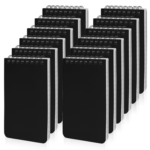 Image of 12 Pack mini Spiral Steno Pads,3x5 Inch Small Pocket Notebooks,75 Sheets /150 Pages College Ruled Lined Note Pads For Kids Adults Outdoor,Home,School,Office (Black)