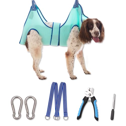 Kkiimatt Dog Pet Grooming Hammock,XL Dog Hanging Harness for Nail Clipping, Dog Trimming Cutting Hammock, Dog Sling Holder Helper for Large Dogs, Dog Grooming Restraint Bag with Wide Strap Sewed.